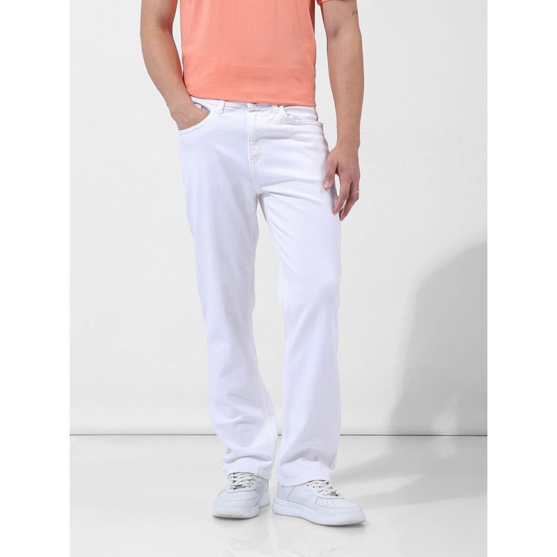 The Indian Garage Co Men White Regular Fit Solid Mid-Rise Jeans (32)