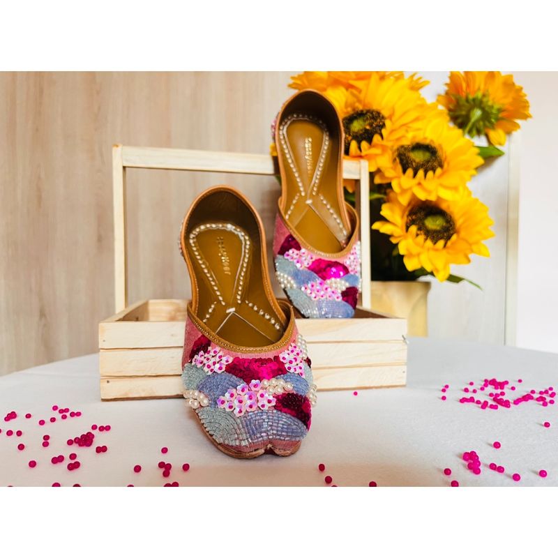 SassyHeer Candy Floss Multi Color Embellished Sequined Juttis (EURO 36)