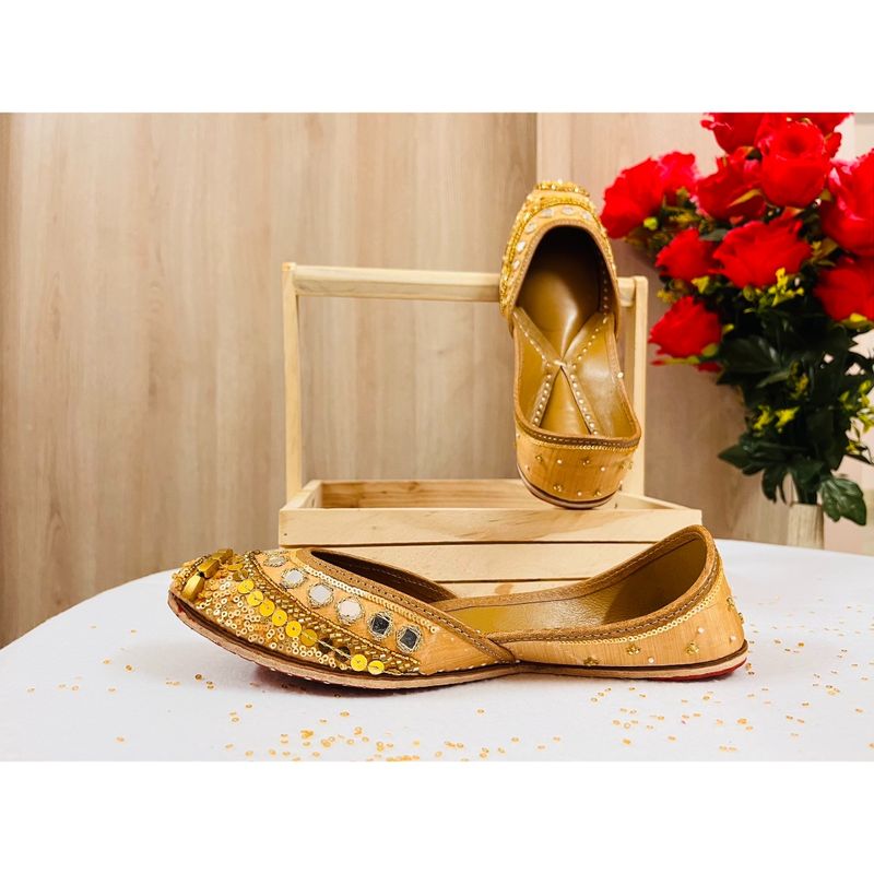 SassyHeer Golden Bomb Women Gold Embellished Juttis (EURO 36)