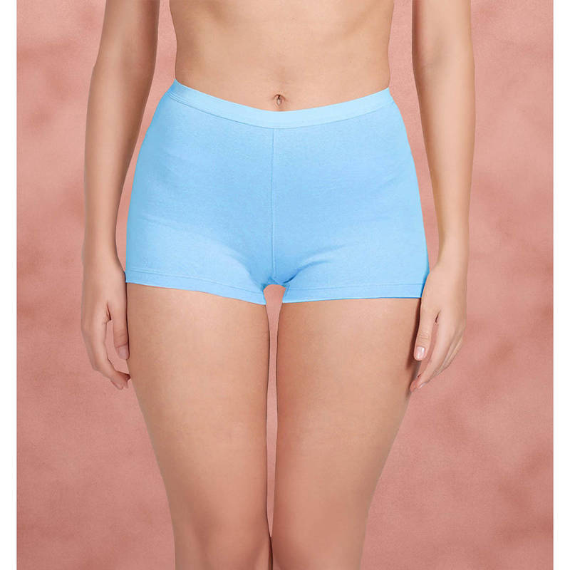 Shyaway Women Blue Solid Boyshots (S)