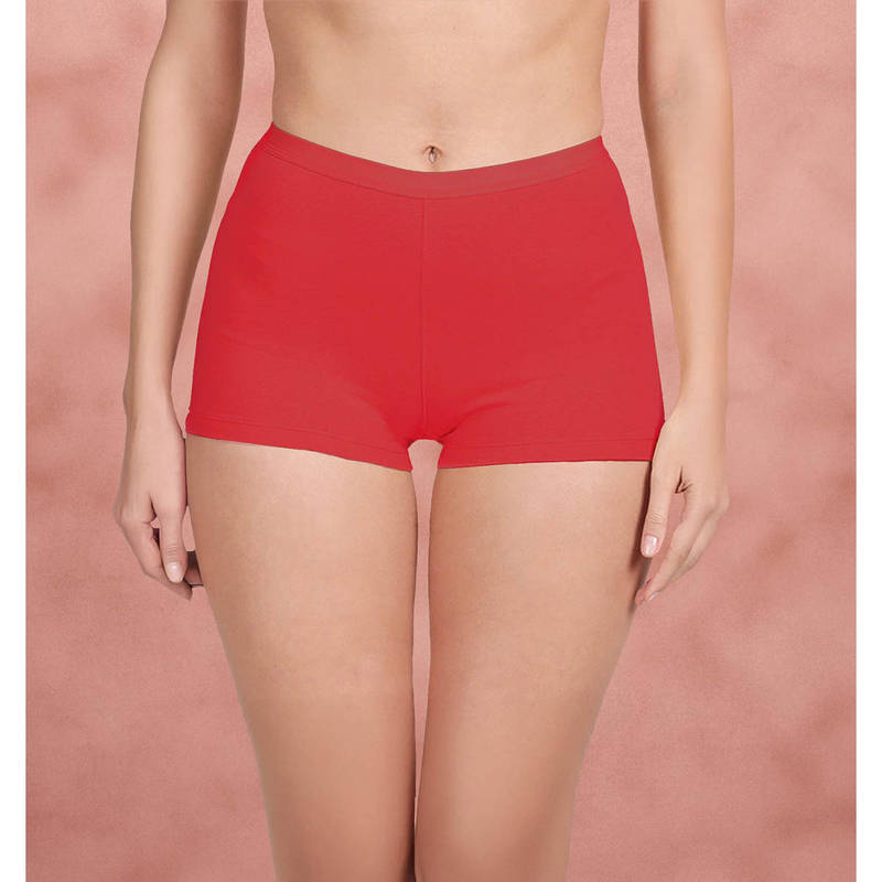 Shyaway Women Red Solid Boyshots (2XL)