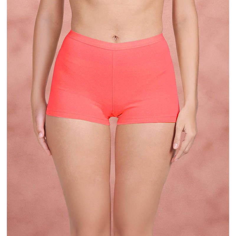 Shyaway Women Peach Solid Boyshots (2XL)
