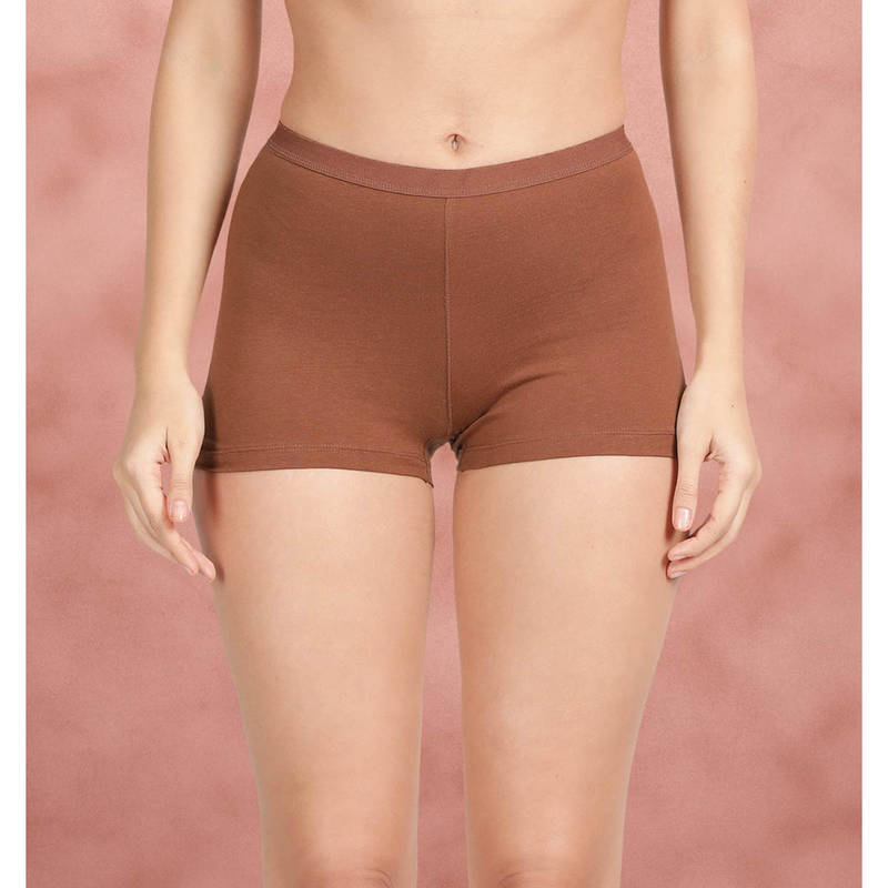 Shyaway Women Brown Solid Boyshots (2XL)
