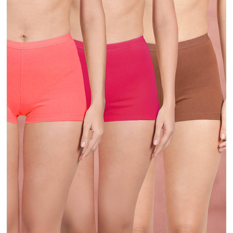 Shyaway Women Multi-Color Solid Boyshots (Pack of 3) (M)