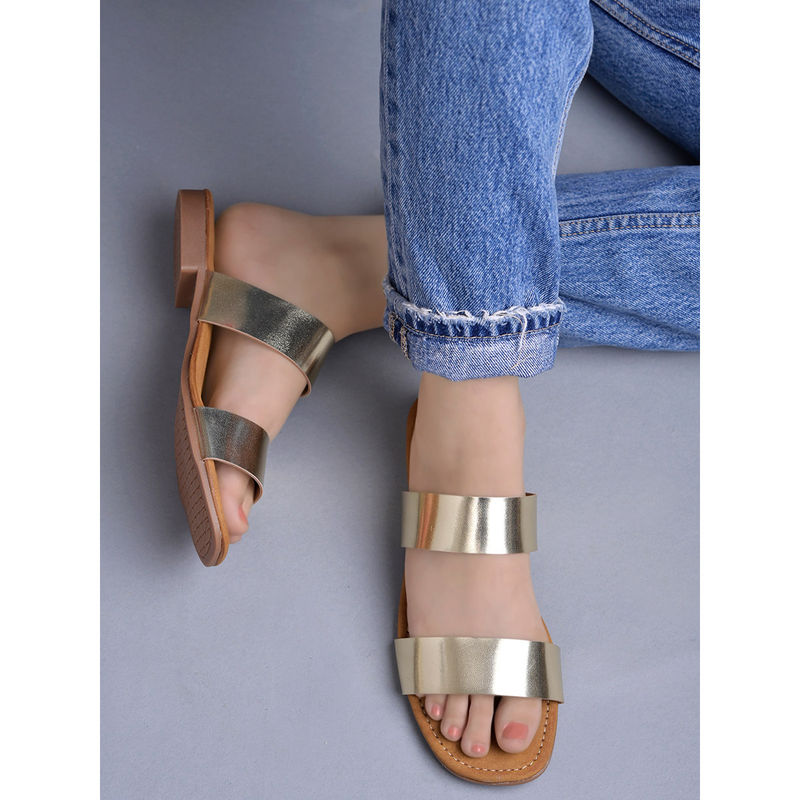 Shoetopia Stylish Solid Golden Flats for Women (EURO 36)