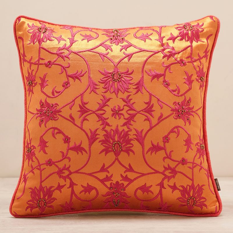 Orange - Tagai Work Cotton Cushion Cover (16 x 16 in)