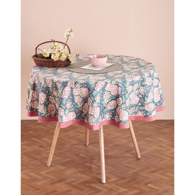 Buy Fabindia Gulab Khas Printed Cotton Round Dining Table Cover Online