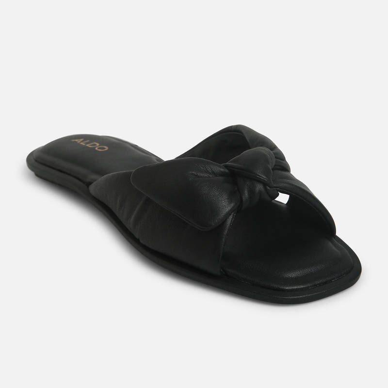 Aldo Peony Leather Black Solid Flats (UK 4)