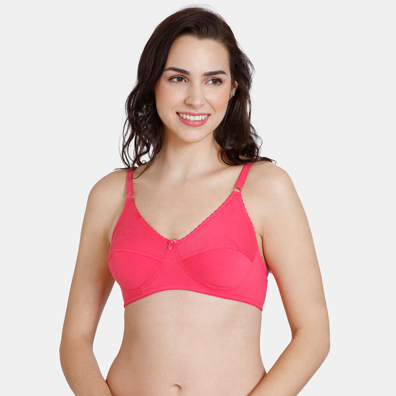 Zivame Rosaline Everyday Double Layered Non Wired 3/4th Coverage T-Shirt Bra - Rouge Red (32C)