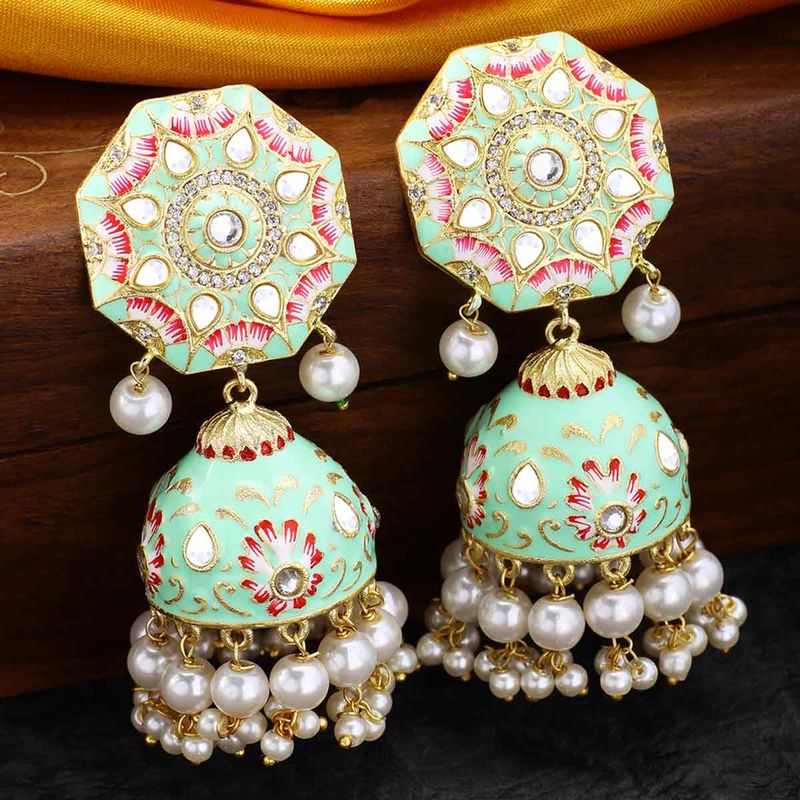 Peora 18K Traditional Meenakari Enamel Work Jhumka Jhumki Earrings for Women Girls(Mint) (PF66E29MNT): Buy Peora 18K Traditional Meenakari Enamel Work Jhumka Jhumki Earrings for Women Girls(Mint) (PF66E29MNT) Online at Best Price in India ...