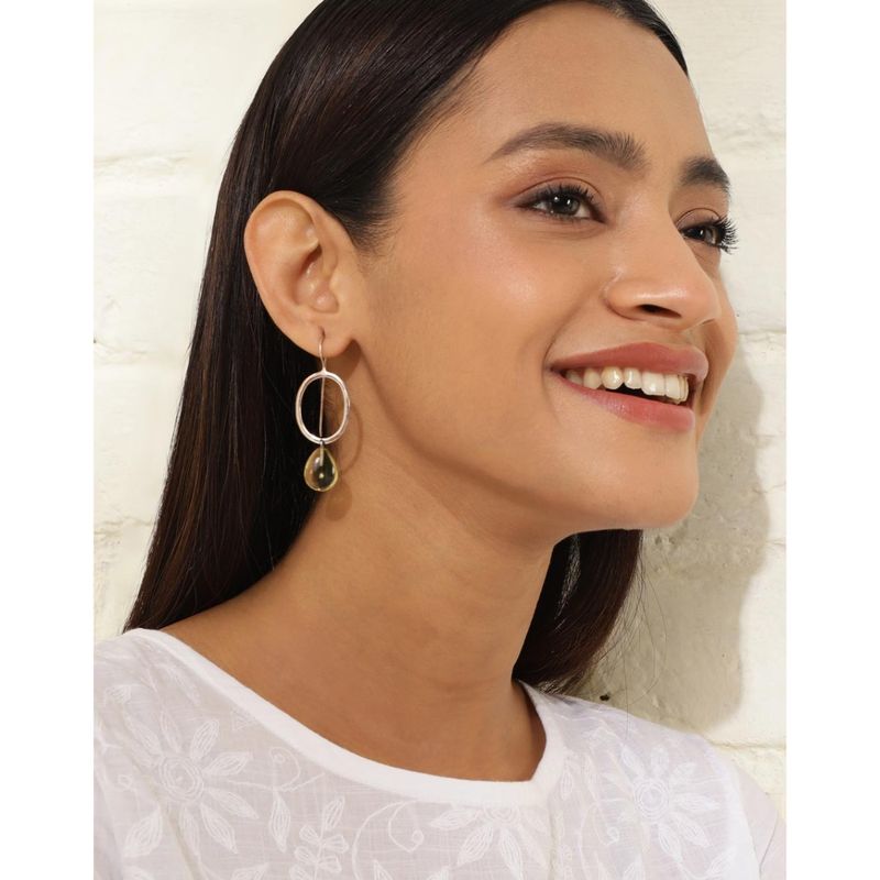 Brown - Hand Embroidered Fabart Beadwork Earrings by Rangila Dhaga