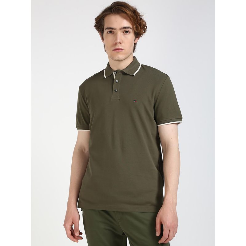 Tommy Hilfiger Men Green Color Polo T-Shirt (M)