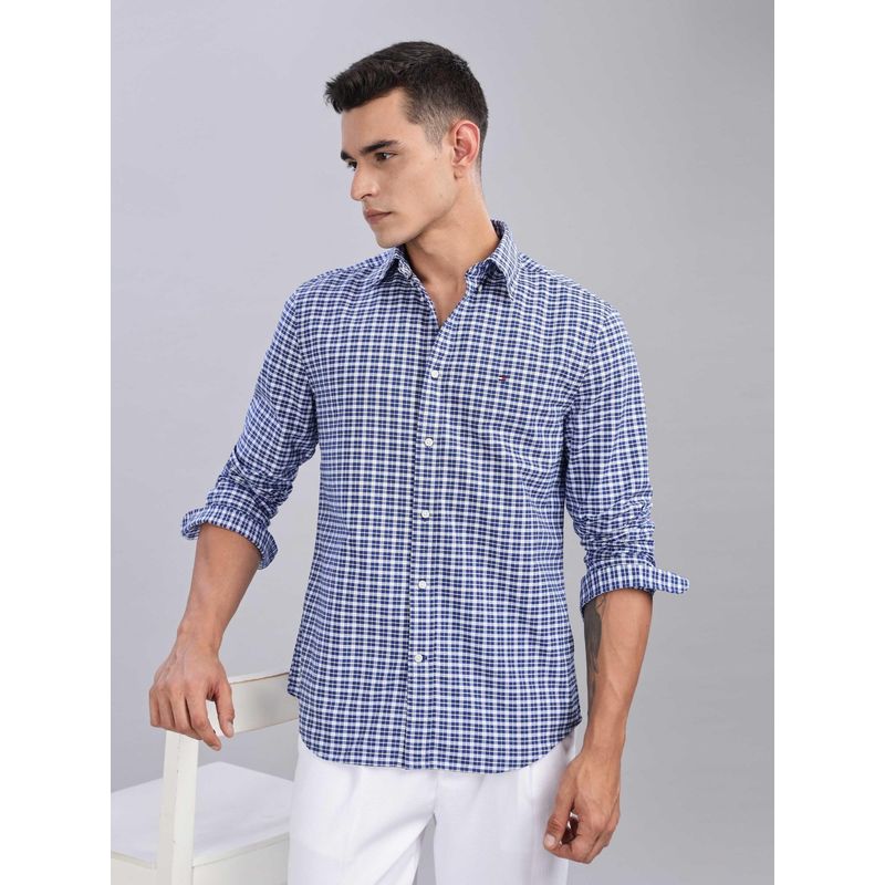 Tommy Hilfiger Checks Regular-Fit Oxford Woven Shirt Blue (XL)