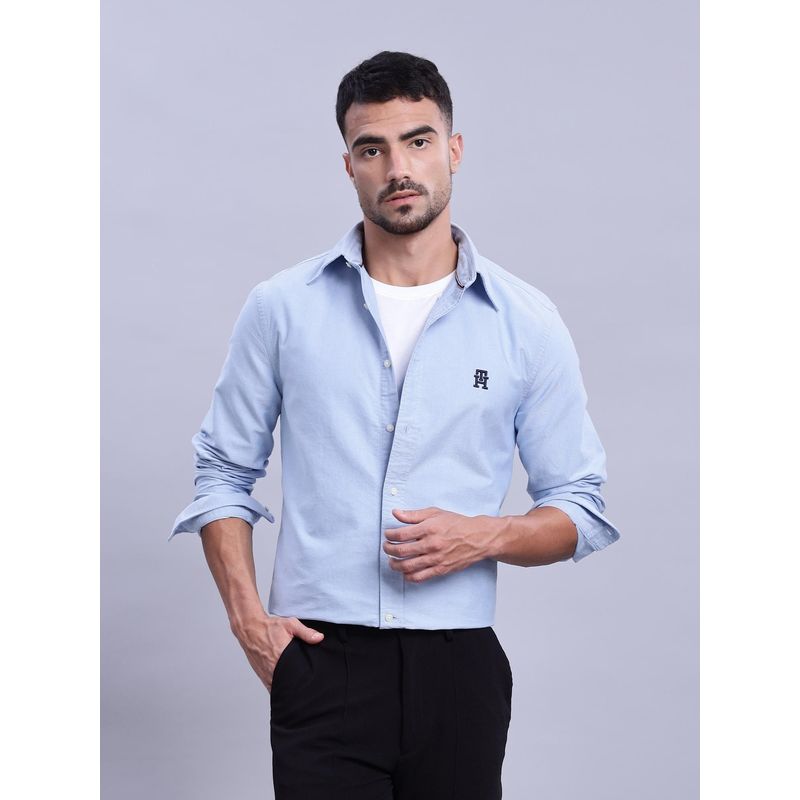 Tommy Hilfiger Solid Regular-Fit Oxford Woven Shirt Blue (L)