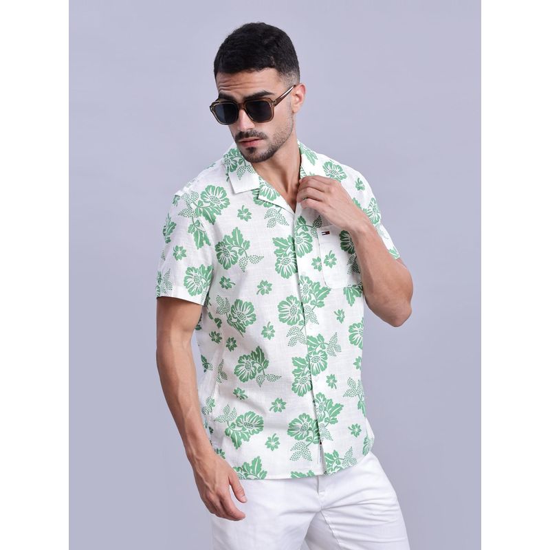 Tommy Hilfiger Floral Regular-Fit Cotton Shirt Green (S)