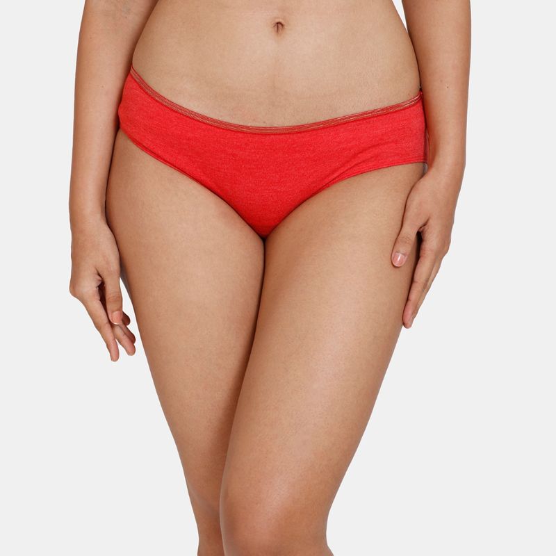 Zivame Low Rise Full Coverage Hipster Panty - Salsa -Red (S)