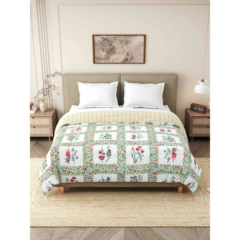 INDRA'S 110 GSM Viscose Cotton Yellow Jaipuri AC Room Dohar (Single)