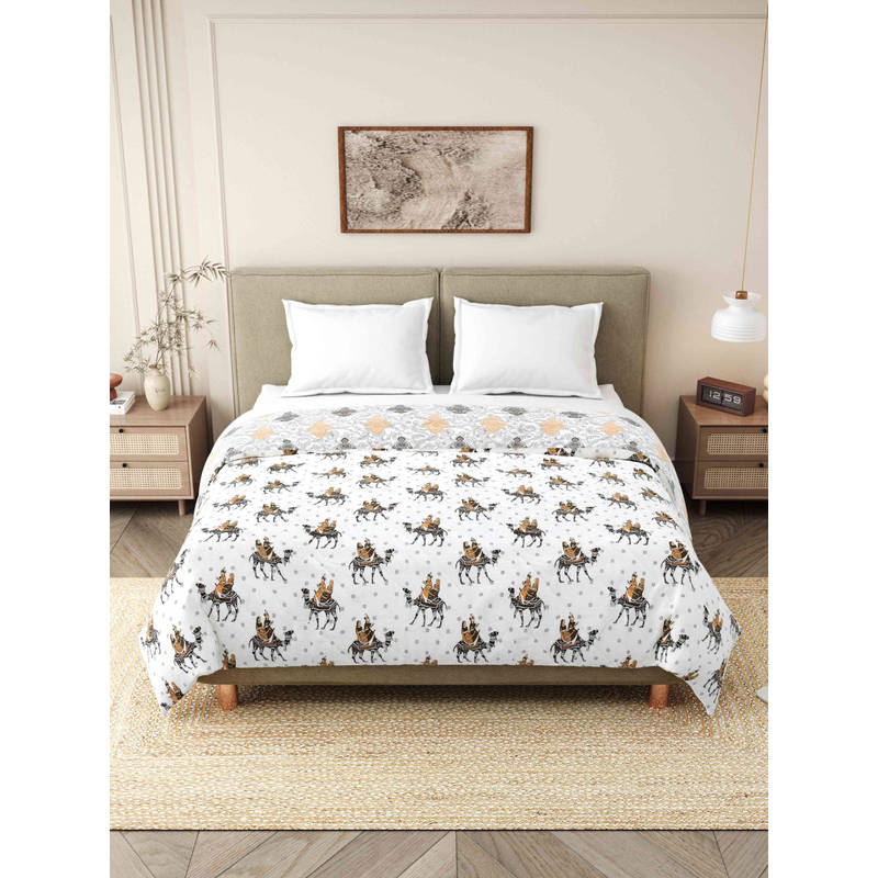 INDRA'S 110 GSM Viscose Cotton Yellow Jaipuri AC Room Dohar (Single)