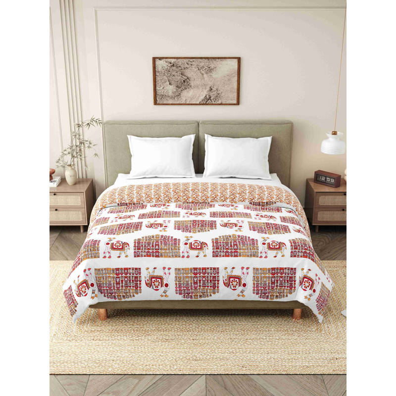 INDRA'S 110 GSM Viscose Cotton Pink Jaipuri AC Room Dohar (Single)
