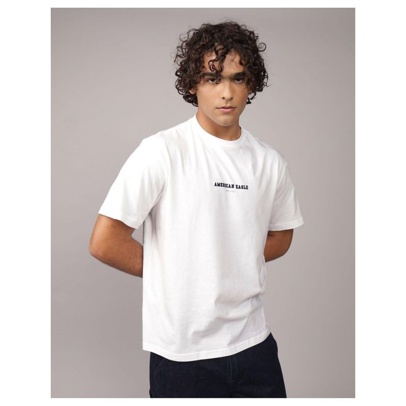 American Eagle Men White Graphic Tees (M)