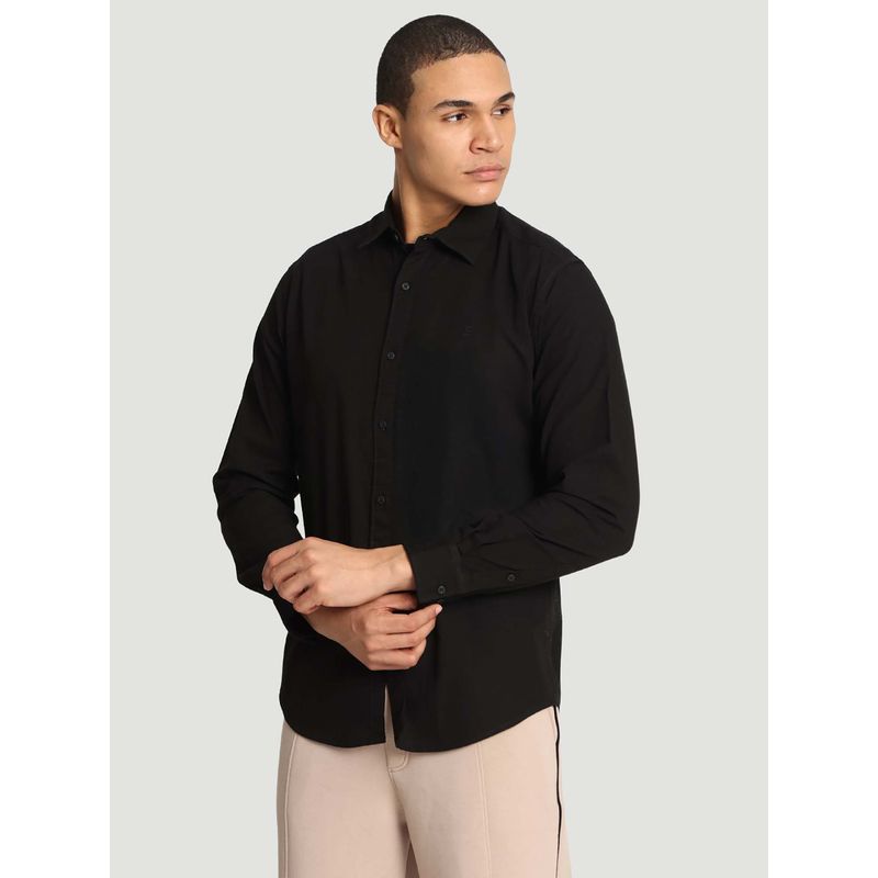 Bene Kleed Black Cotton Full Sleeves Shirt (L)
