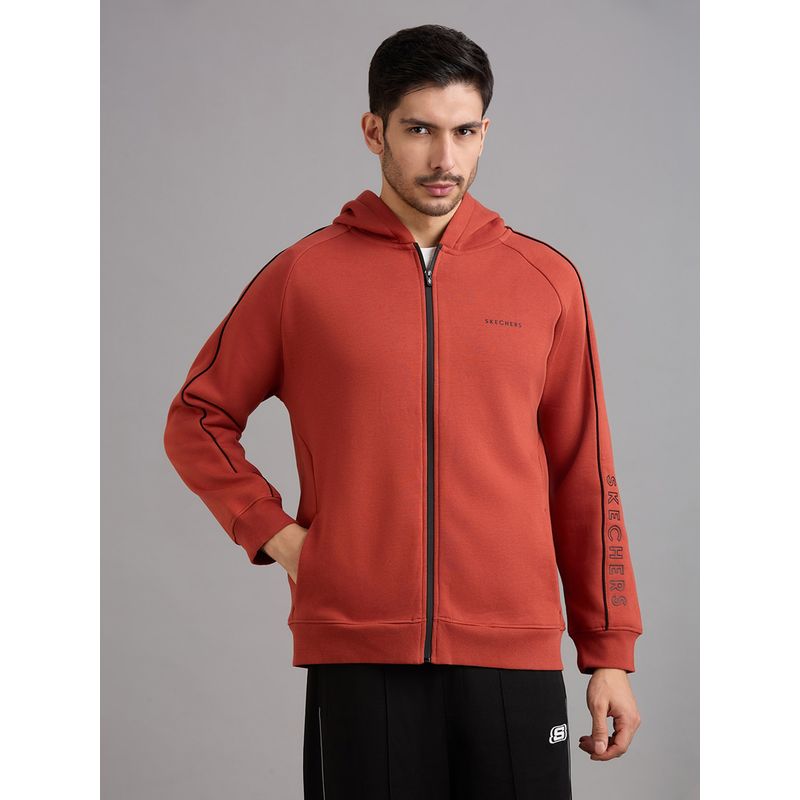 SKECHERS Rust Hooded Full Sleeves Hoodie (XL)