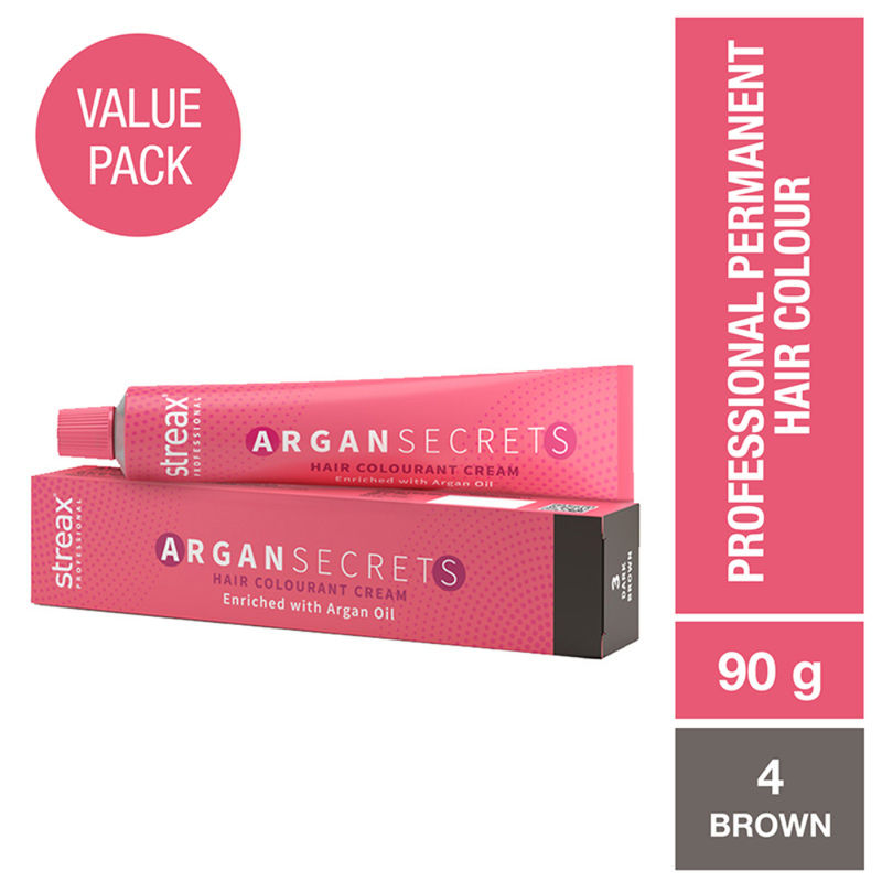 Streax Professional Argan Secrets Permanent Hair Colourant Cream - Brown 4