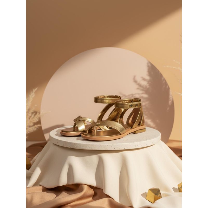 EZOK Gold Casual Sandals for Women (EURO 36)