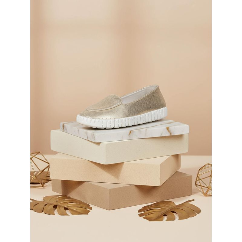 EZOK Gold Casual Loafers for Women (EURO 36)