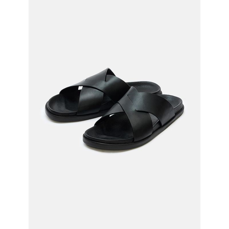 Snitch Men Black Casual Sandals (EURO 44)