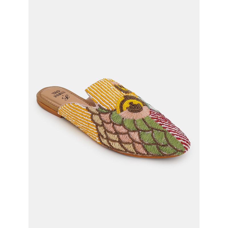 Tao Paris Women Embroidered Multi-Color Slip On Mules (EURO 36)