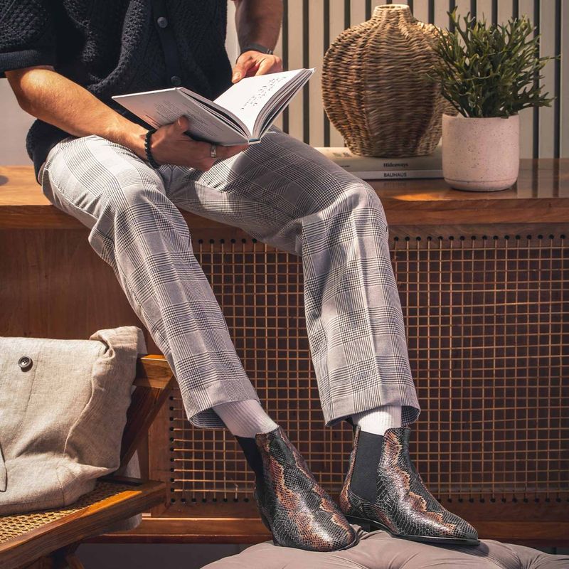 Snake skin chelsea boots top