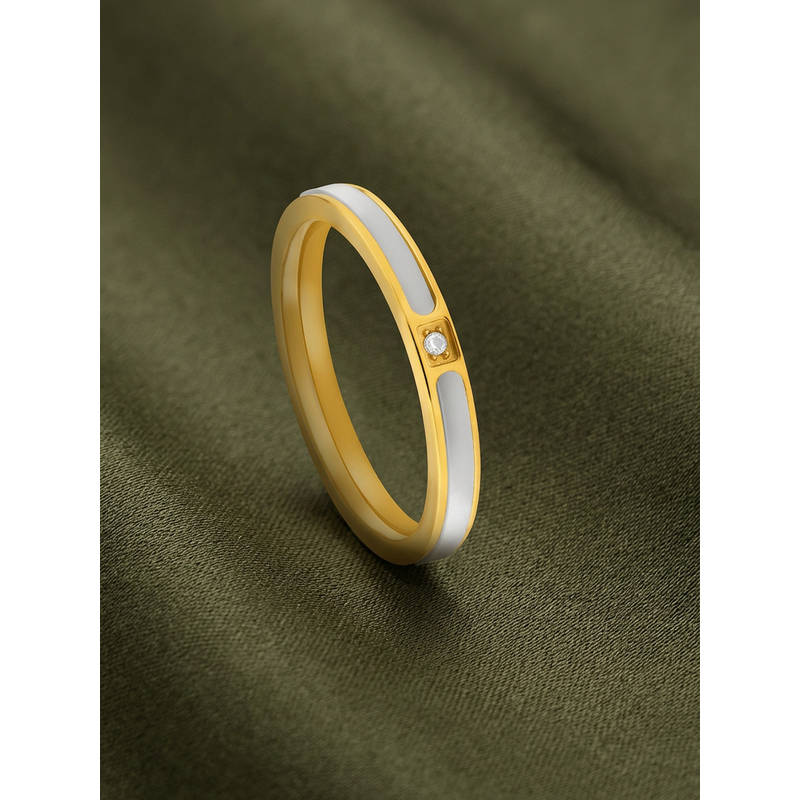 ELRA White Stainless Steel 18K Gold Plated Ring (7)