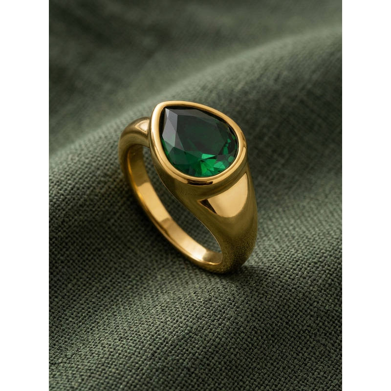 ELRA Green Stainless Steel 18K Gold Plated Ring (6)