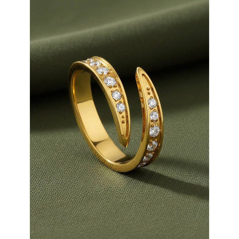 ELRA White Stainless Steel 18K Gold Plated Ring (6)