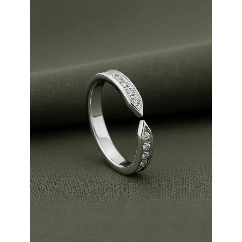 ELRA White Stainless Steel Rhodium Plated Ring (6)