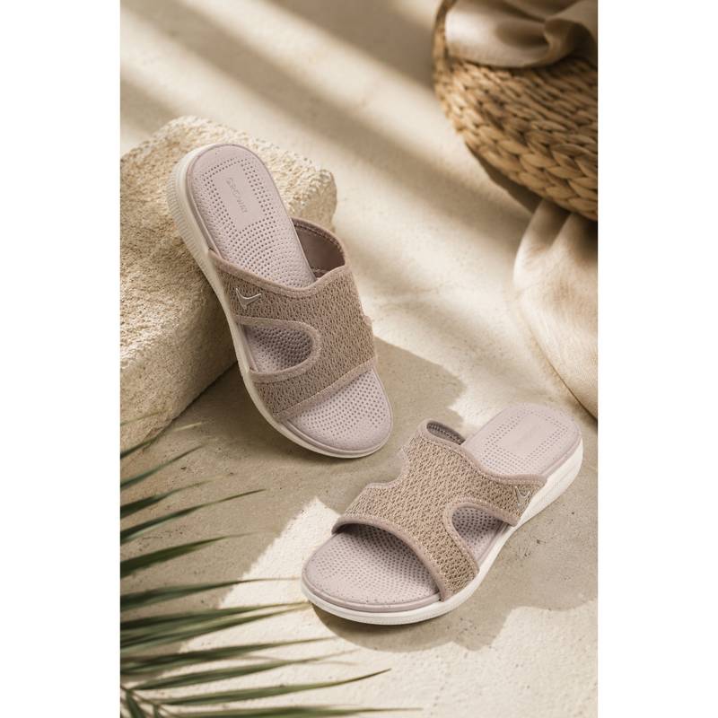 Indifeet x Groway Women Cream Broad-Strap Knitted Mesh Sandals (EURO 37)