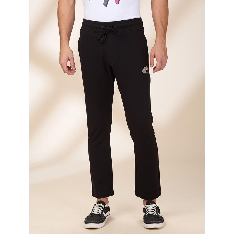 Black Regular Fit Track Pants For Men By Being Human Clothing (S)