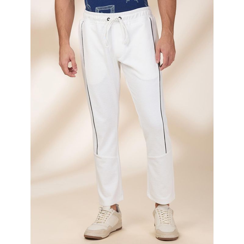 White Regular Fit Track Pants For Men By Being Human Clothing (S)