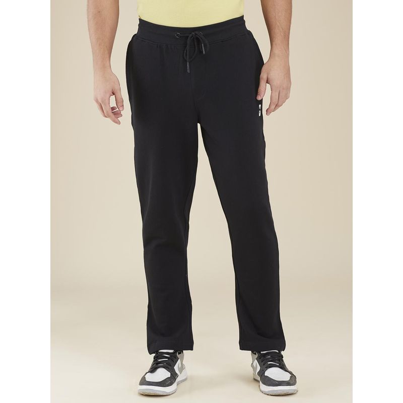 Black Regular Fit Track Pants For Men By Being Human Clothing (S)