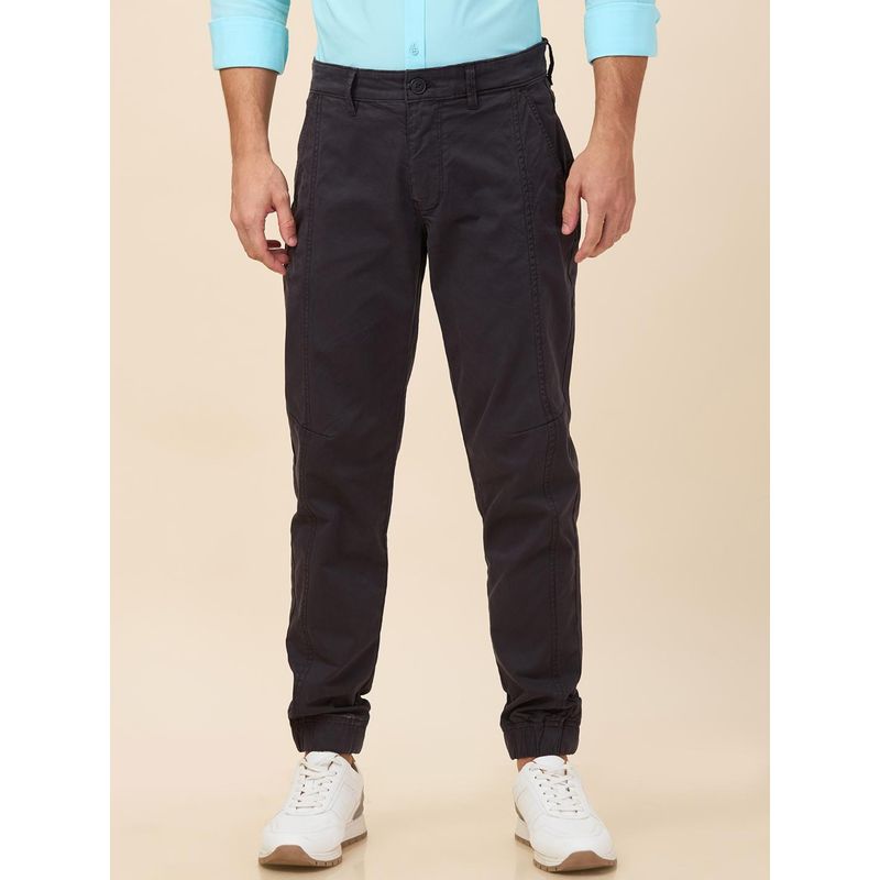 Being Human Men Solid Charcoal Cotton Joggers (S)