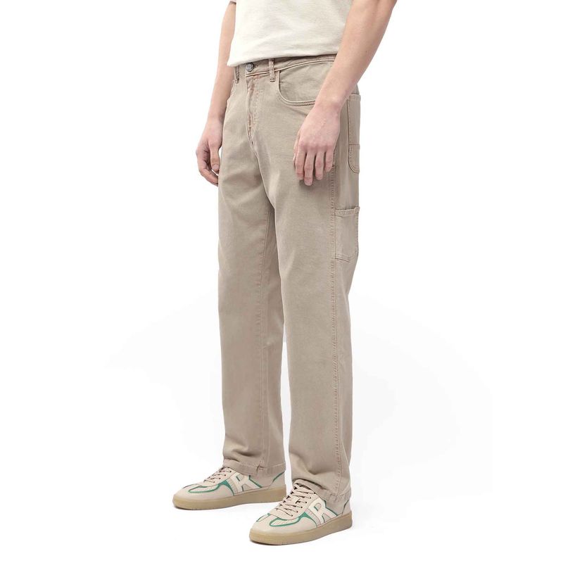 Rare Rabbit Beige Solid Relaxed Fit Jeans (32)