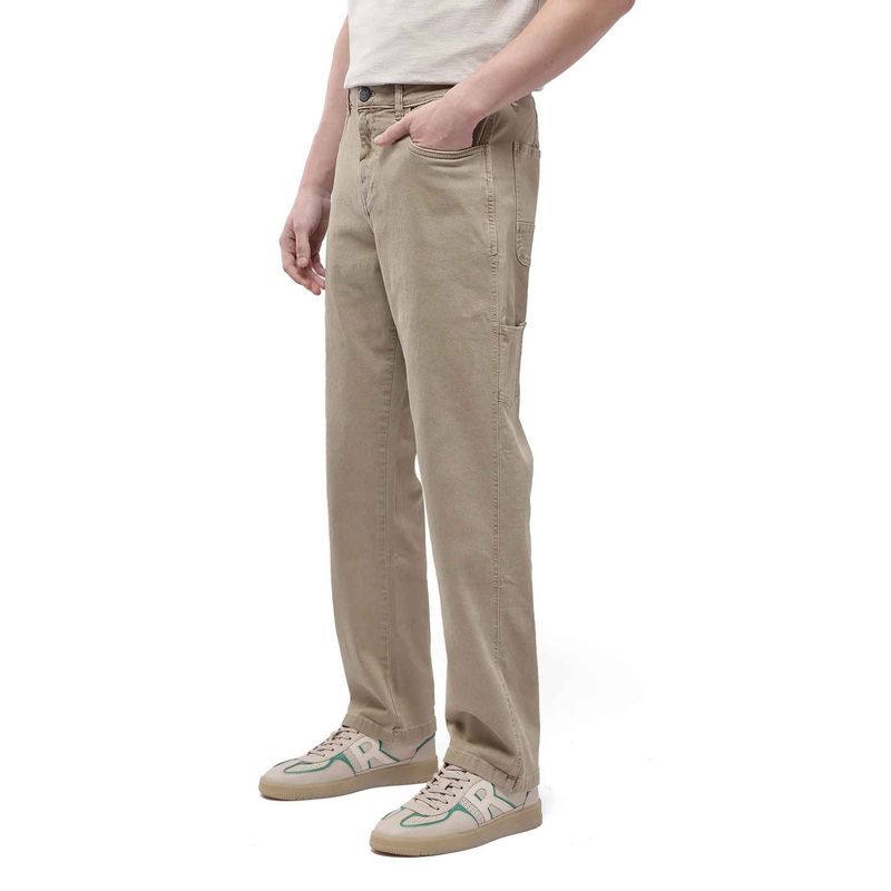 Rare Rabbit Khaki Solid Relaxed Fit Jeans (28)