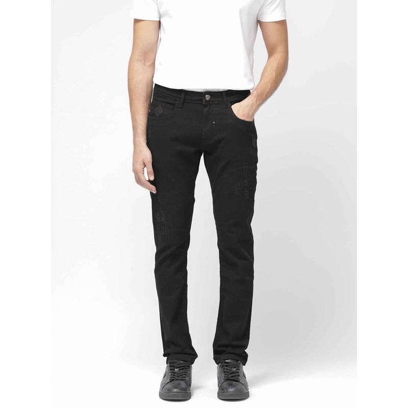 Rare Rabbit Black Solid Slim Fit Jeans (30)