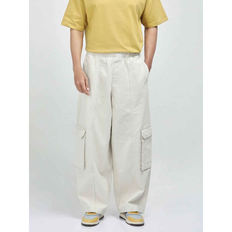 Buy Rare Rabbit Beige Solid Loose Fit Cargo Online