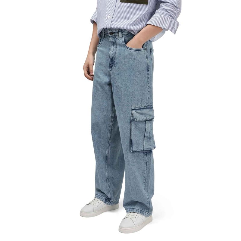 Rare Rabbit Blue Solid Loose Fit Jeans (30)