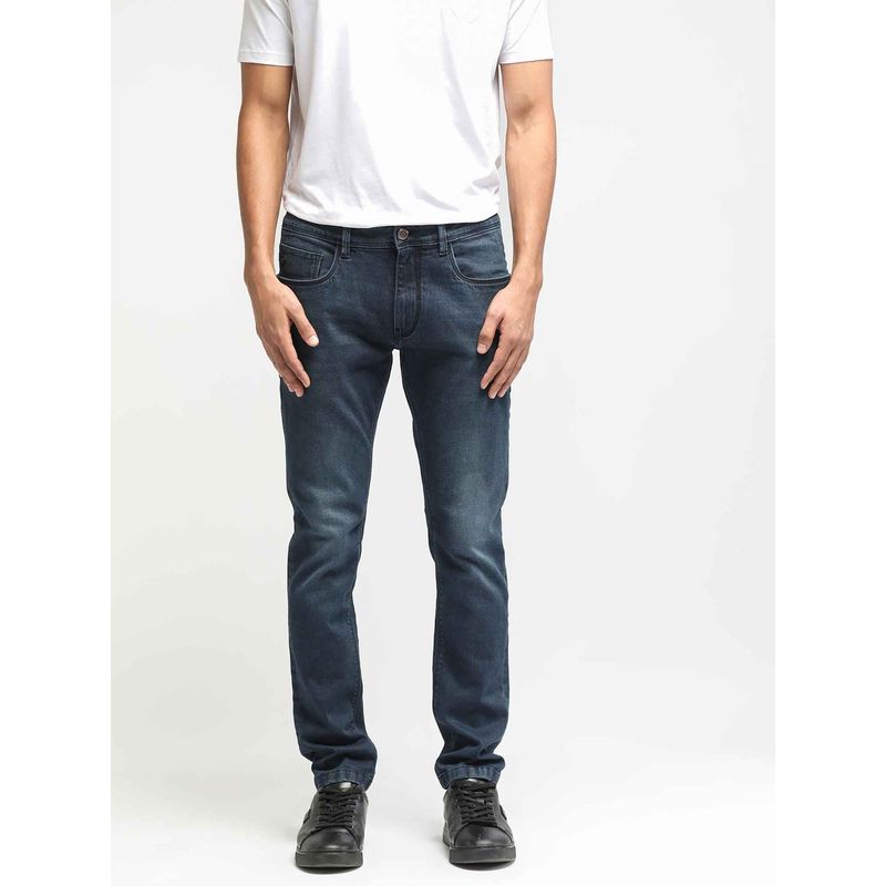 Rare Rabbit Blue Solid Slim Fit Jeans (28)