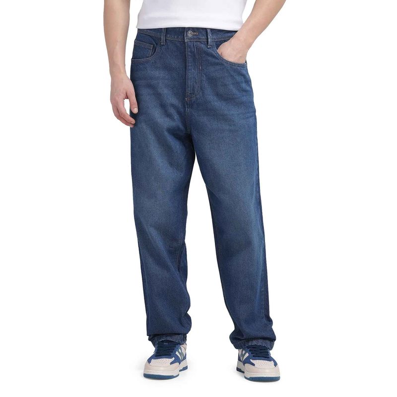Rare Rabbit Blue Solid Loose Fit Jeans (32)