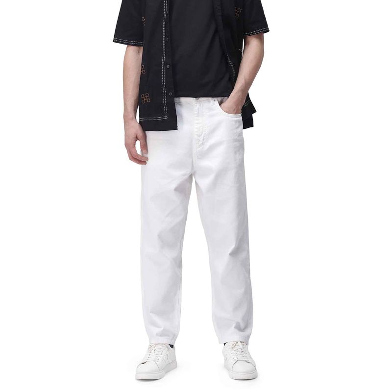 Rare Rabbit White Solid Loose Fit Jeans (32)