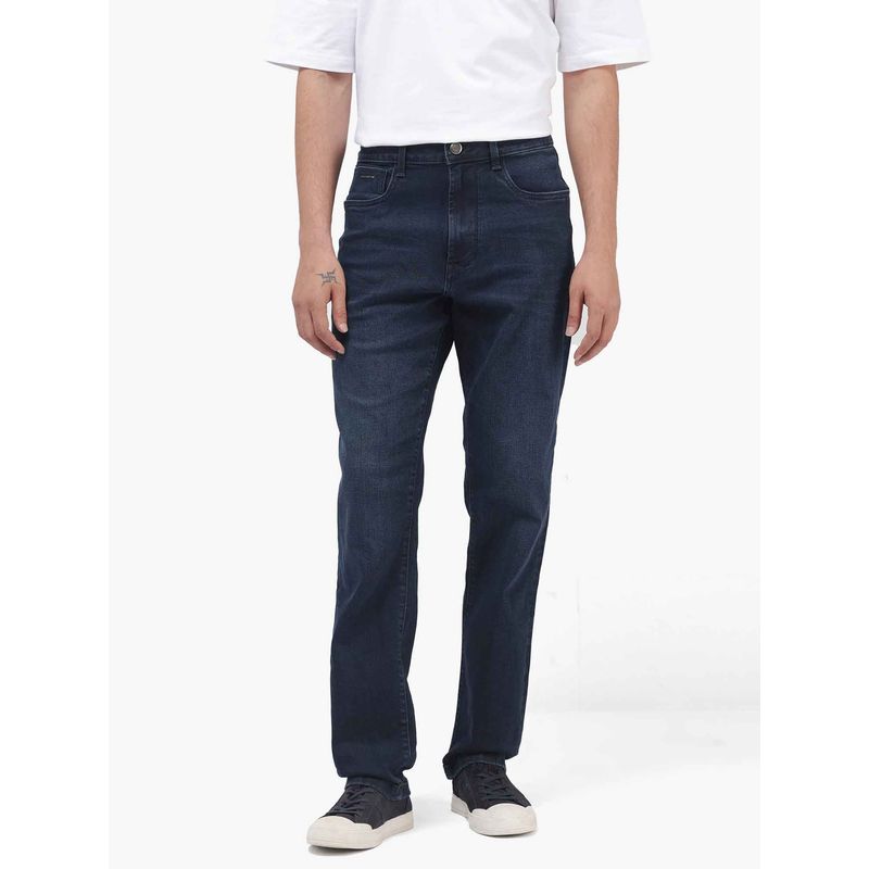 Rare Rabbit Navy Blue Solid Regular Fit Jeans (28)